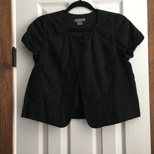 Ann Taylor black linen short sleeve jacket